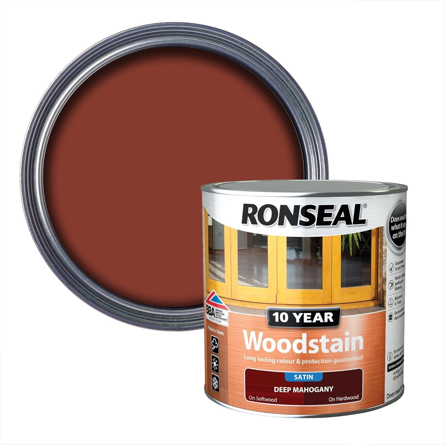 Ronseal 10 Year Woodstain | Deep Mahogany | 2.5 litre