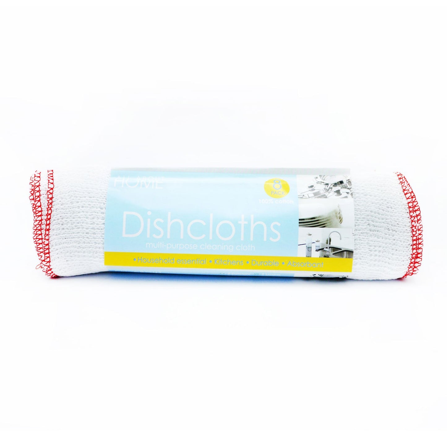 Janit-X 100% Cotton Basic Dishcloths 8-Pack Trimmed in Red