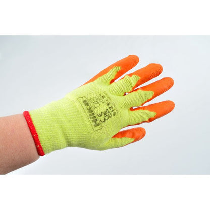 Hilka Branded Orange Latex Coated Work Gloves {Large}