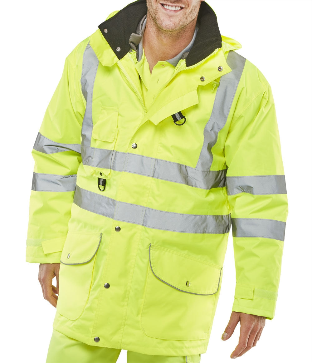 Beeswift Elsener 7 in 1 High Visibility Yellow Jacket - UK BUSINESS SUPPLIES