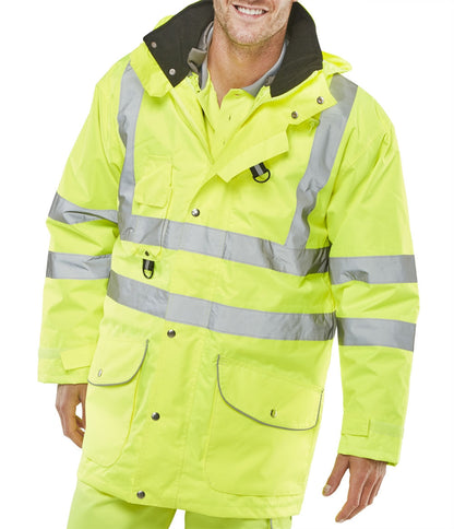 Beeswift Elsener 7 in 1 High Visibility Yellow Jacket - UK BUSINESS SUPPLIES