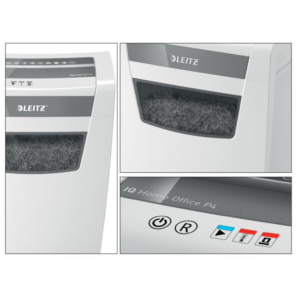 Leitz IQ Home Office Cross Cut Paper Shredder P4 23L White 80091000