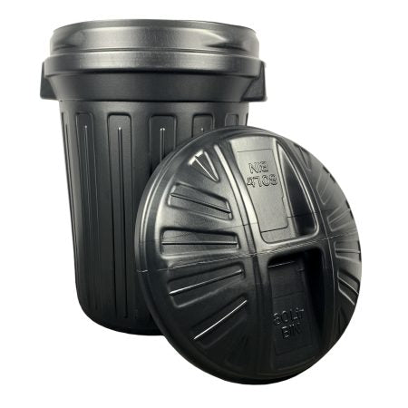 Fixtures Strata Shatterproof  Refuse Bin Secure Push On Lid Black 80L (GN343)