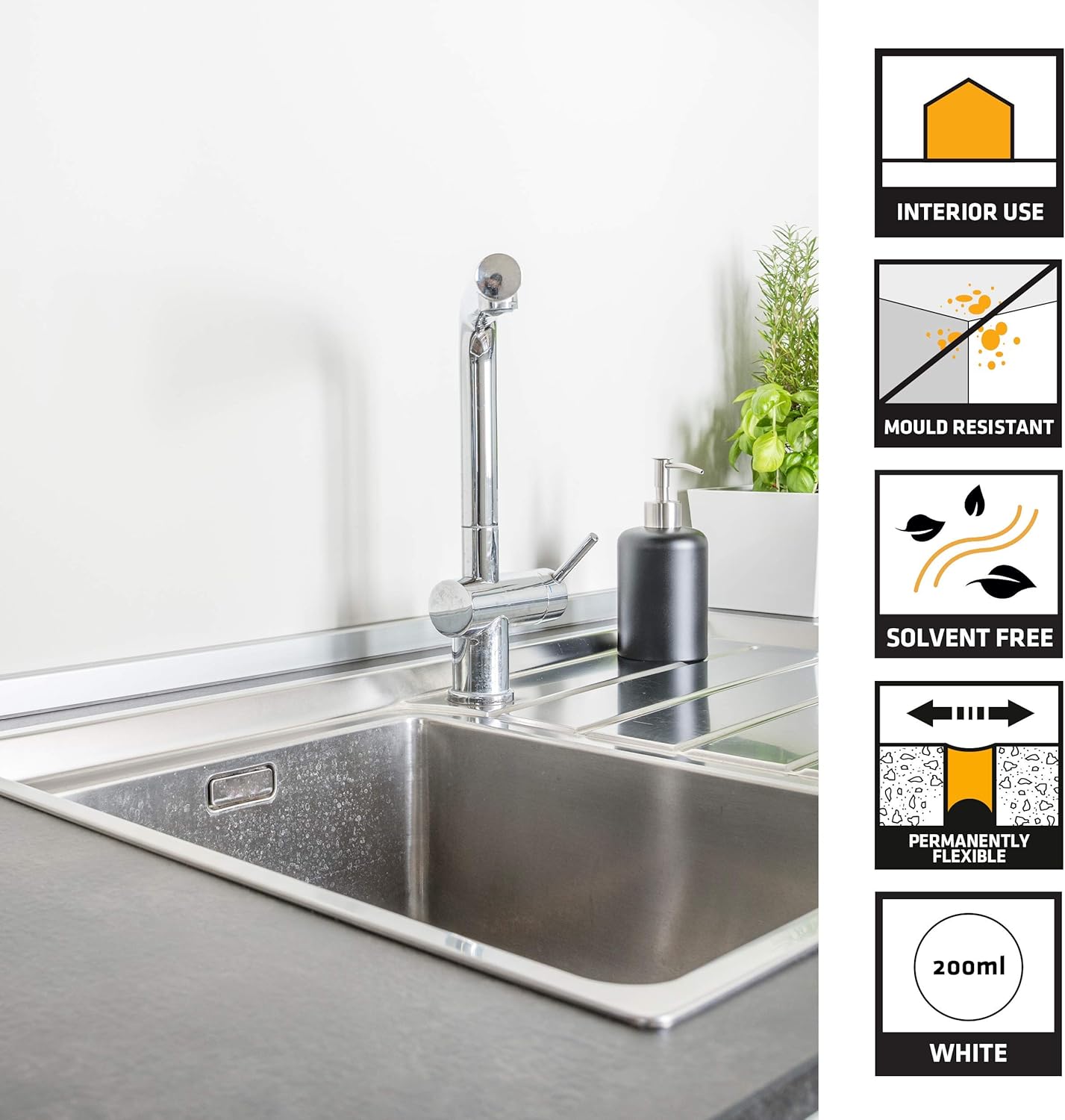 Everbuild Bath And Kitchen Acrylic Sealant | Anti Mould Formulation | White | 200ml.