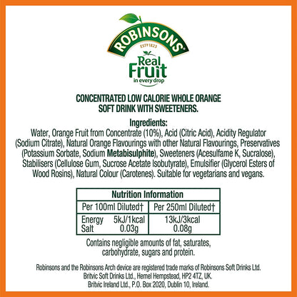 Robinsons Orange Squash No Added Sugar 1 Litre 4113
