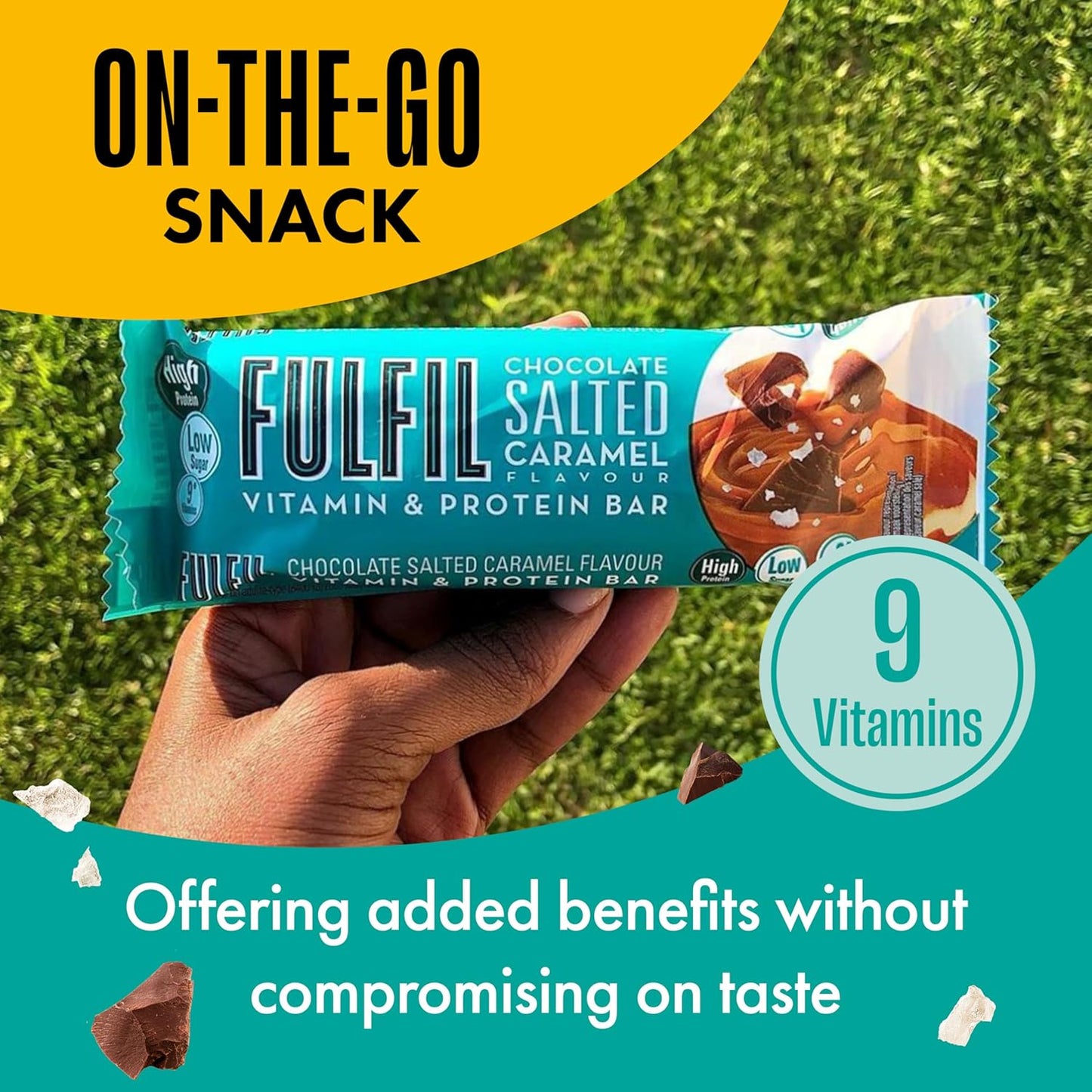 Fulfil Chocolate Salted Caramel Protein Bar Snack | Low Sugar | 15 x 55g Bars