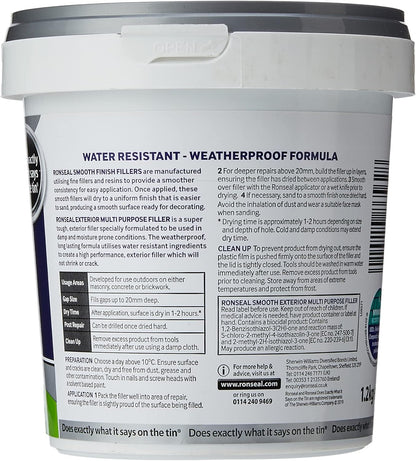 Ronseal - Smooth Finish Exterior Multi Purpose Ready Mix Filler Tub 1.2 Kg