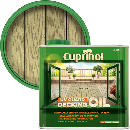 Cuprinol UV Guard Natural UV Resistant Decking Wood Oil, 2.5L