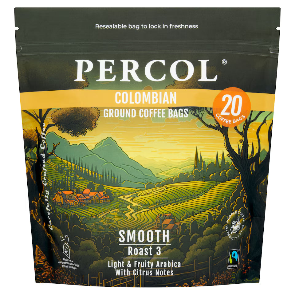Percol Colombian Coffee Bags 8g Pack 20s (4 Pack Bundle)