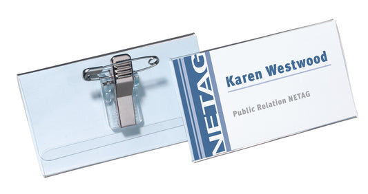 Durable Name Badge with Combi-Clip 40x75mm (Pack 50) 814119