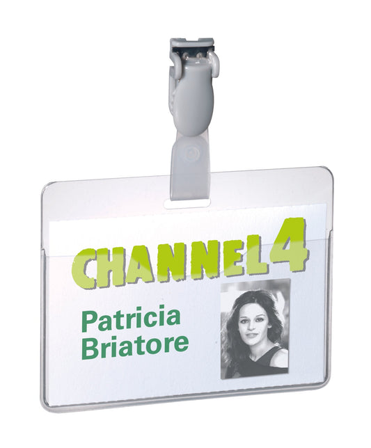 Durable Name Badge with Clip 60x90mm Clear (Pack 25) 814719