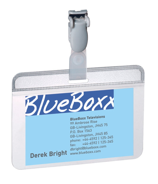 Durable Self Laminating Name Badge 54x90mm Clear (Pack 25) 814919