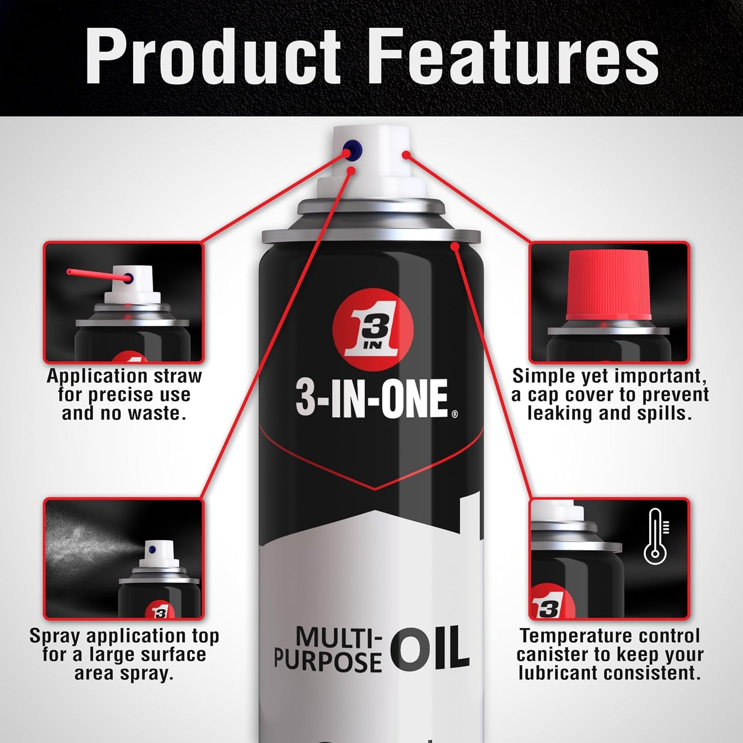 3-IN-ONE Multi-Purpose Oil Spray, Lubricates & Cleans Moving Parts - 200ml