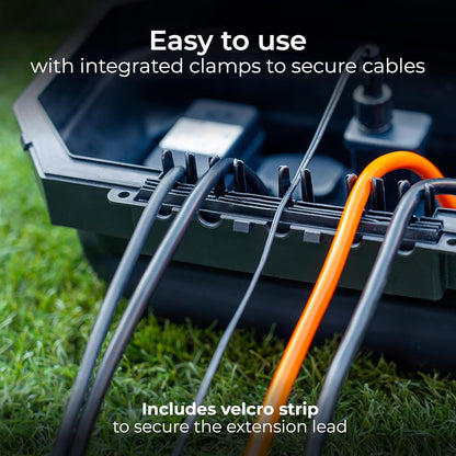 Masterplug Collapsible Electrical Connection Box | Cable Enclosure with 4 Plug Socket 8m Extension Lead | Weatherproof
