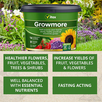 Vitax Growmore, General Purpose Fertiliser ,10Kg Tub