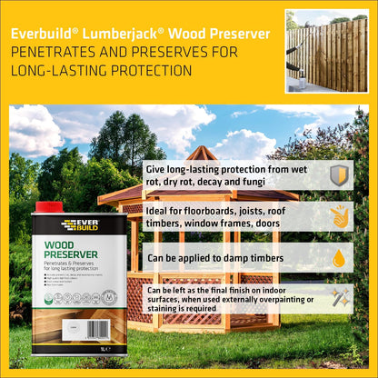 Everbuild Wood Preserver | Interior And Exterior Use| Low Odour | Quick Drying | Long Lasting Pr