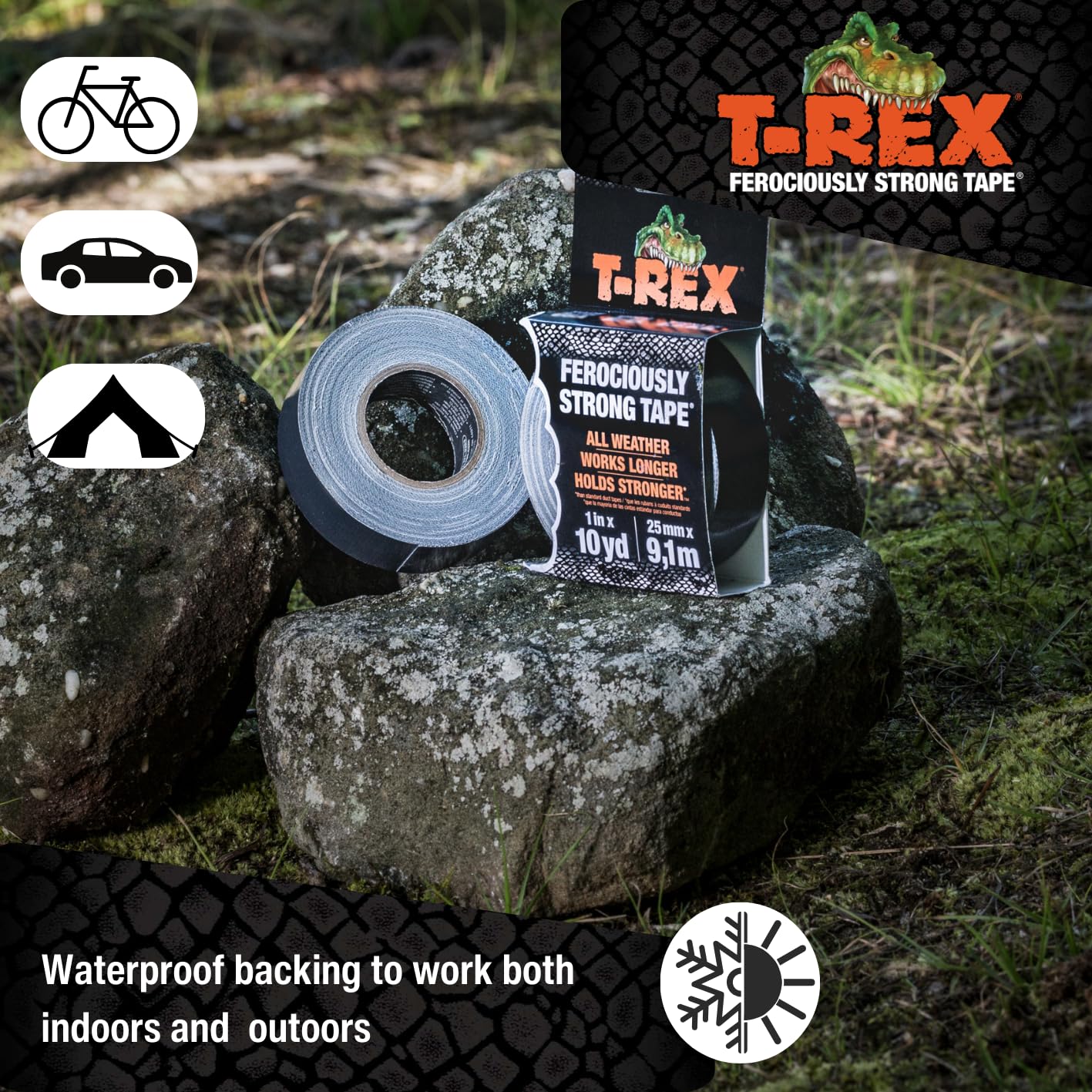 T-Rex Tape Ferociously Strong Waterproof Graphite Grey Tape, 25mm x 9.14m