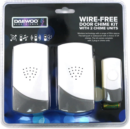 Daewoo Cordless Doorbell Chime Plug-In, White