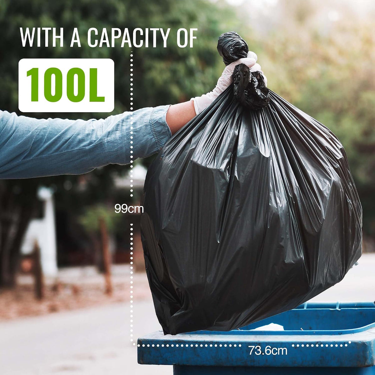 Ecobag Extra Strong Heavy Duty Refuse Sacks | 100L Capacity | 10 Pack Roll