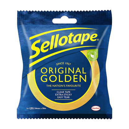 Sellotape Original Golden, Multi-Purpose Clear Tape 24mm x 50m