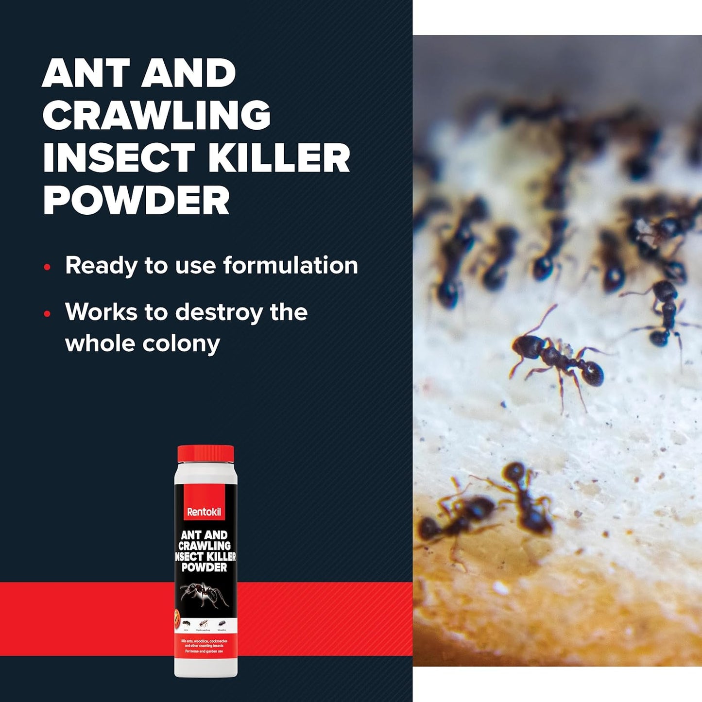 RENTOKIL Ant & Crawling Insect Killer Powder | Fast Acting Ready to Use Ant Killer Powder | 300g