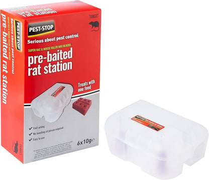 Pest-Stop Pre-Baited Rat Station | Rat Control | Fast Acting Baits | Secure Lock System