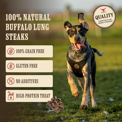 The Buffalo Co. Buffalo Lung Steaks for Dogs | 100% Natural | Dog treats |  1 x 100g