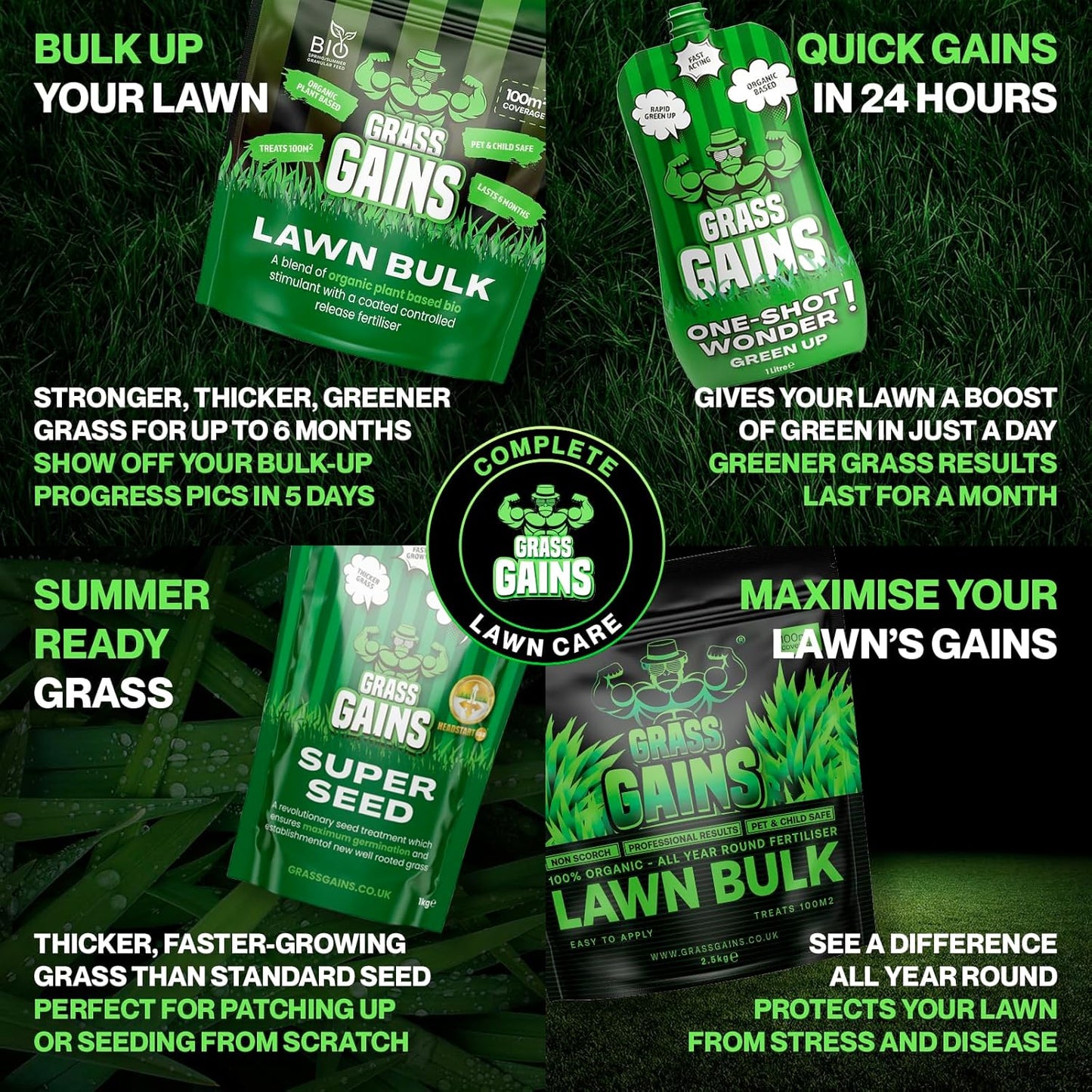 Grass Gains Fast Moss Eliminator | Eco-Friendly Lawn Moss Control 2kg
