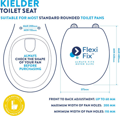 Croydex Flexi-Fix Toilet Seat, Wood White & Chrome WL600822H