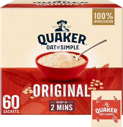Quaker Oat So Simple | No Added Sugar | Original 60 x 27g Sachets | 1 x 60 Boxed