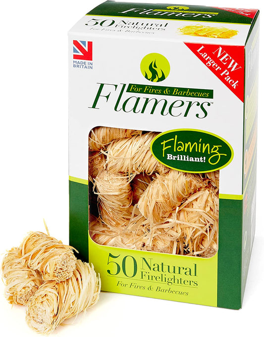 Flamers 50's Natural Stove-Barbecue BBQ or Firelighters New Larger 50-500Pack