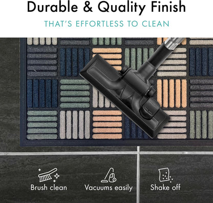 Scrape Sorb Premium Doormat | Parquet Multi | 45 x 60cm | Durable Nylon Pile