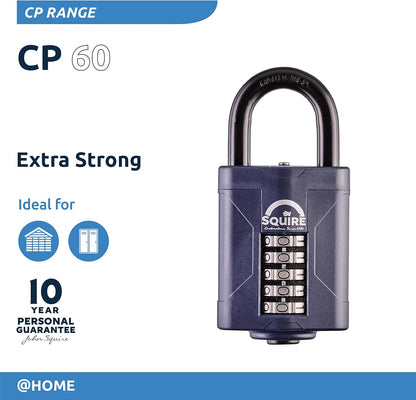 Squire Heavy Duty Padlock (Cp60) - Steel Shackle - 5 Wheel Combination (Blue, 60mm)