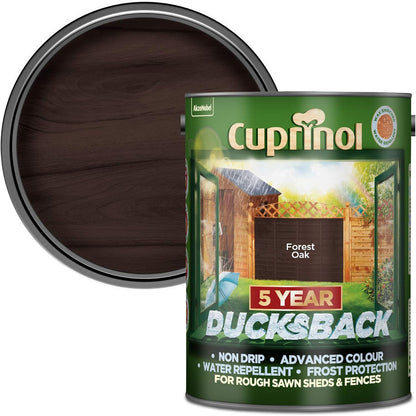 Cuprinol Ducksback 5 Year Waterproof For Sheds And Fences, 5 L - Forest Oak