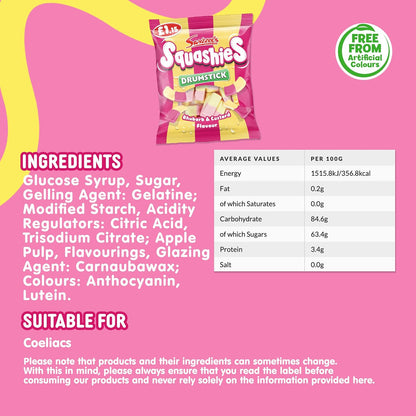 Swizzels Drumstick Squashies Rhubarb & Custard 140g