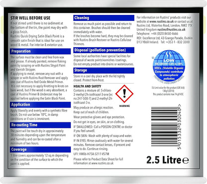Rustins Satin Black Paint 2.5L