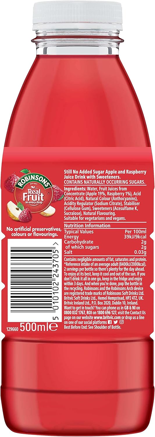 Robinsons Ready to Drink Raspberry/Apple 500ml (Pack of 12)