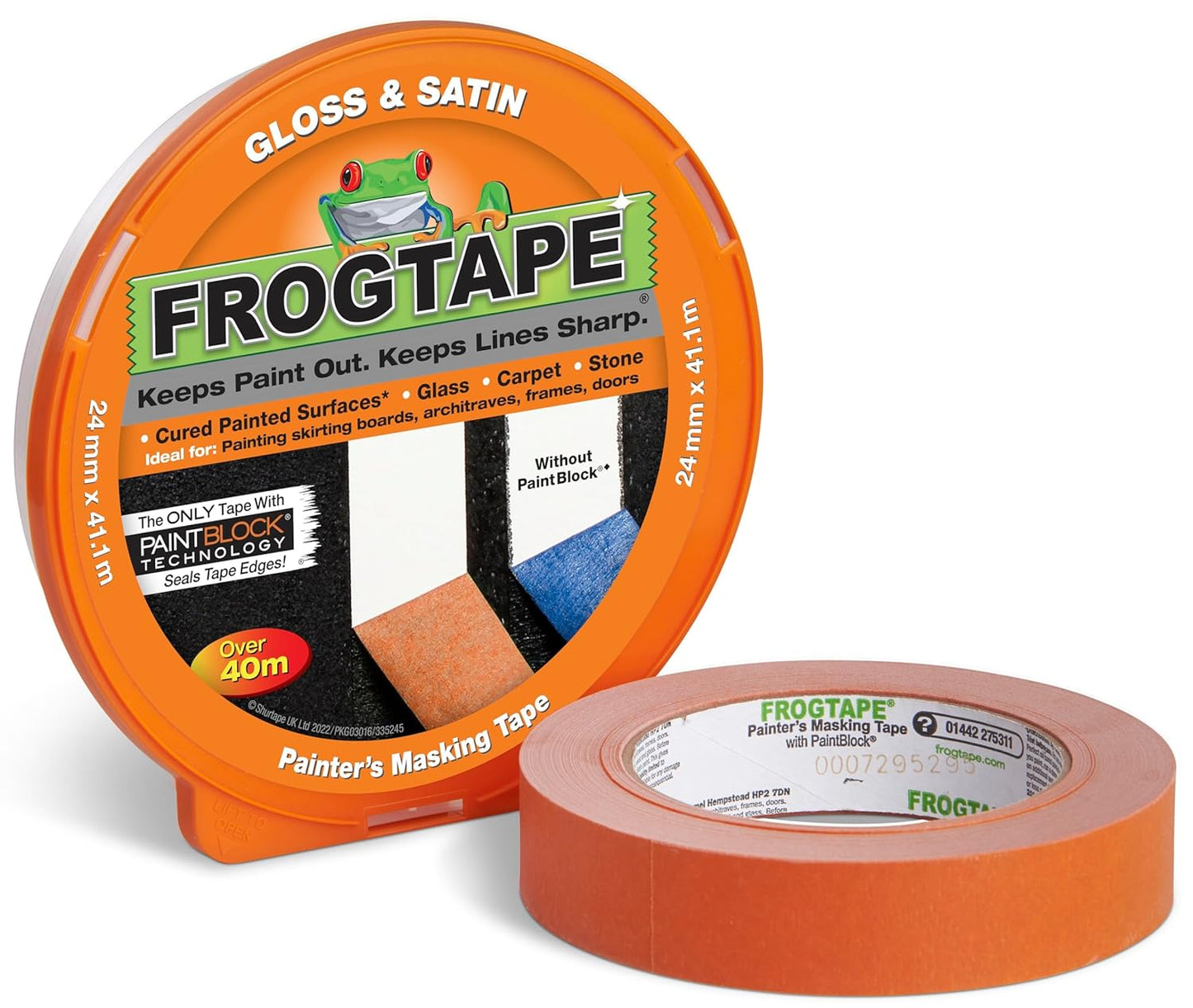 Frog Tape Orange Gloss & Satin | Painters Masking Tape | 24mm X 41.1M
