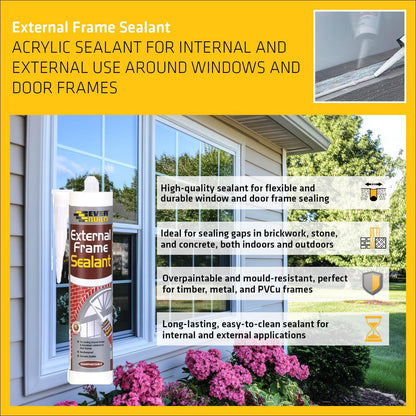 Everbuild External Frame Sealant |  Mould-Resistant | White | 290ml Cartridge