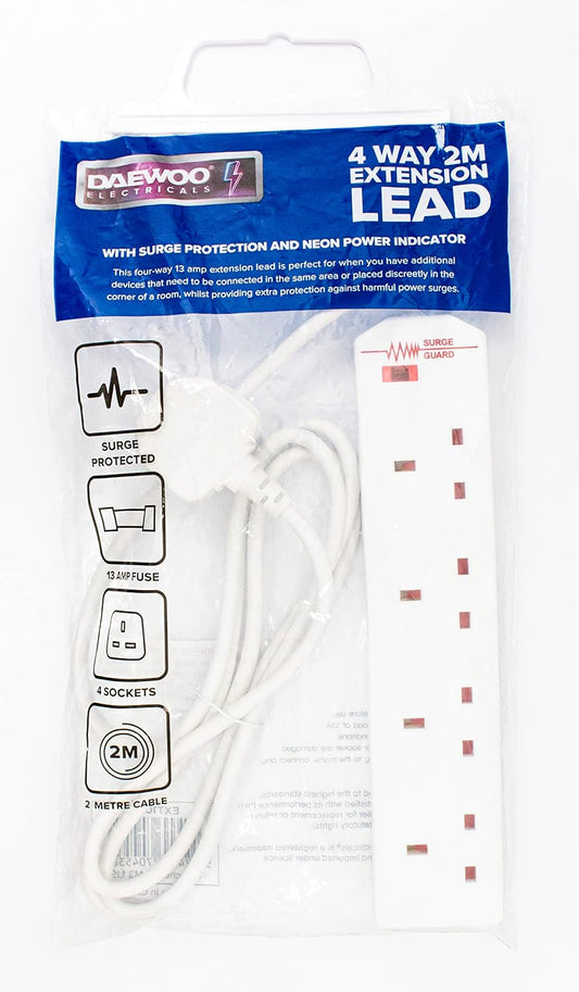 Daewoo 4 Gang 2 Metre Extension with Surge Protection