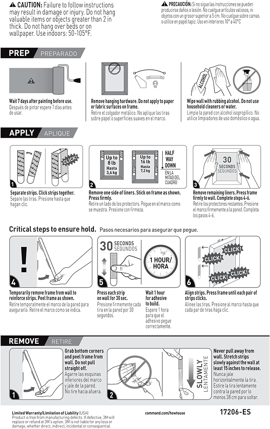 3M Command Picture Hanging Strips Large (Pack of 4) 17206