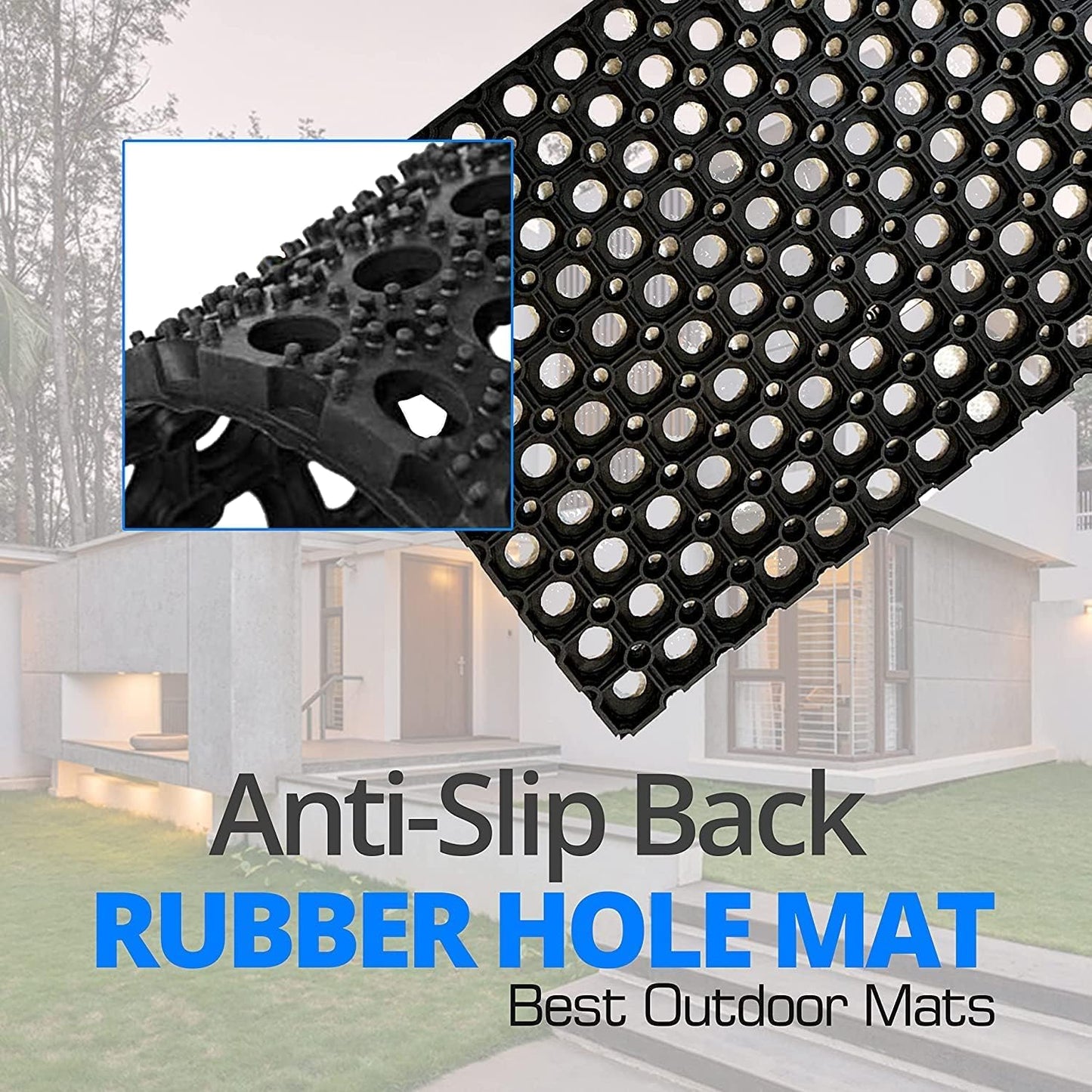 Fixtures Honeycomb Door Mat Heavy Duty 100% Rubber Black, 40 x 60 x 1.5 cm