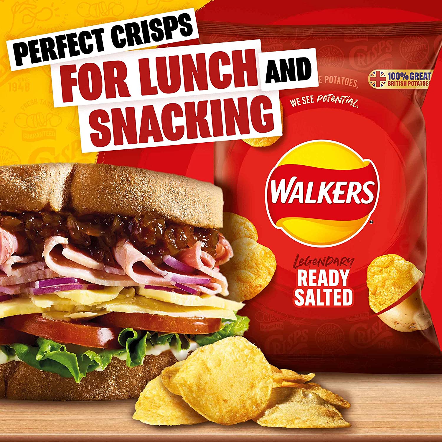 Walkers Ready Salted Crisps Pack 32's - UK BUSINESS SUPPLIES