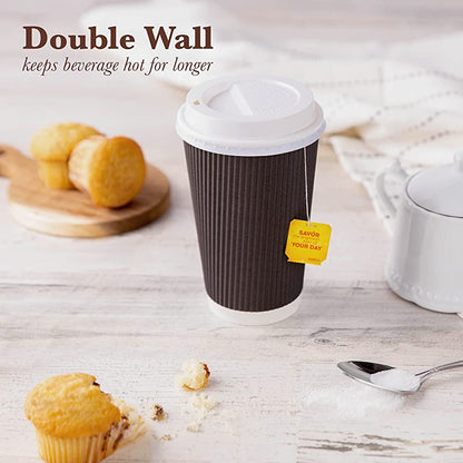 Belgravia 16oz Triple Walled Paper Black Ripple Cups