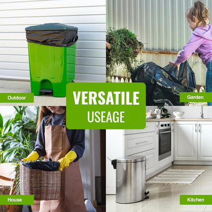 20-Pack Ultimate Embossed Black Drawstring Bin Liner Bin Bag Refuse Sacks Heavy Duty - 80L Capacity