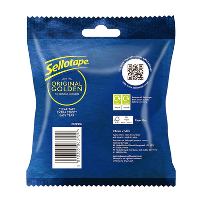 Sellotape Original Golden, Multi-Purpose Clear Tape 24mm x 50m