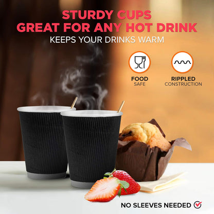 Belgravia 12oz/35cl Triple Walled Black Ripple Cups 25's