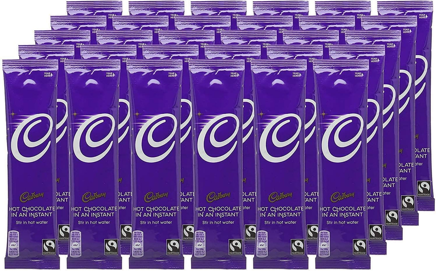 Cadbury Fairtrade Hot Chocolate Instant Sticks 100x 28g | Add Water (2 Pack of 50)