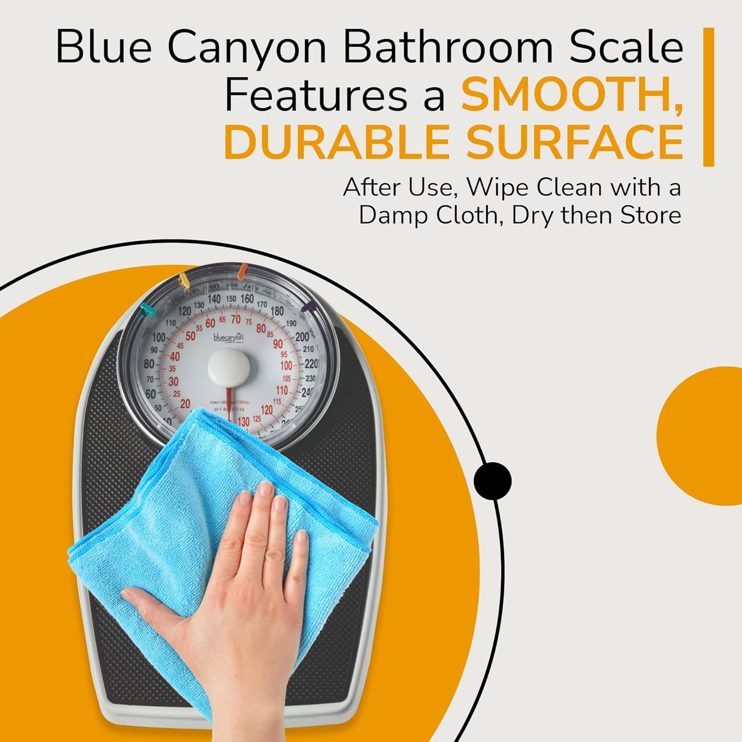 Blue Canyon Doctor Style Bathroom Scales 130Kg Max Capacity Black