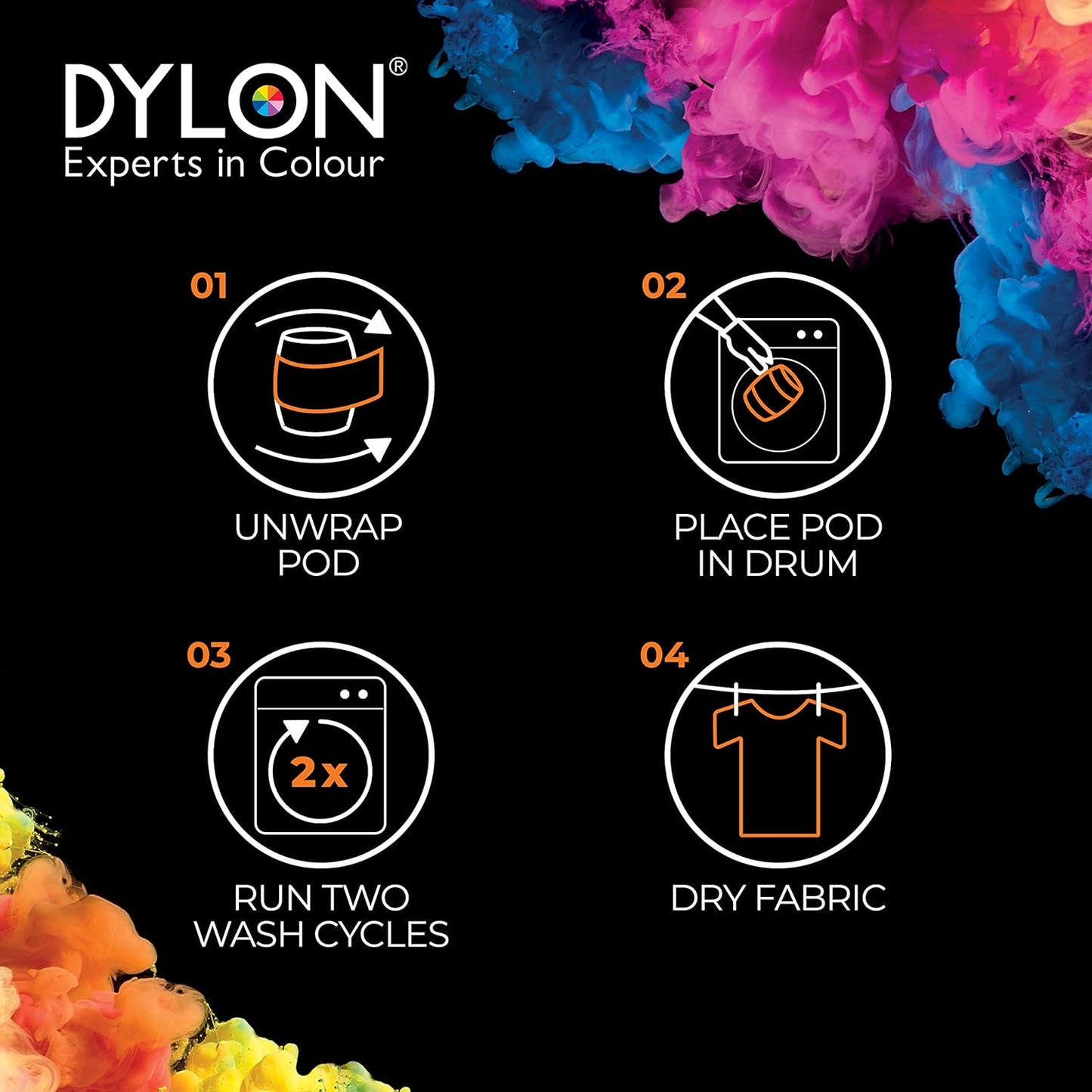 Dylon All In 1 Fabric Dye Intense Black 350G